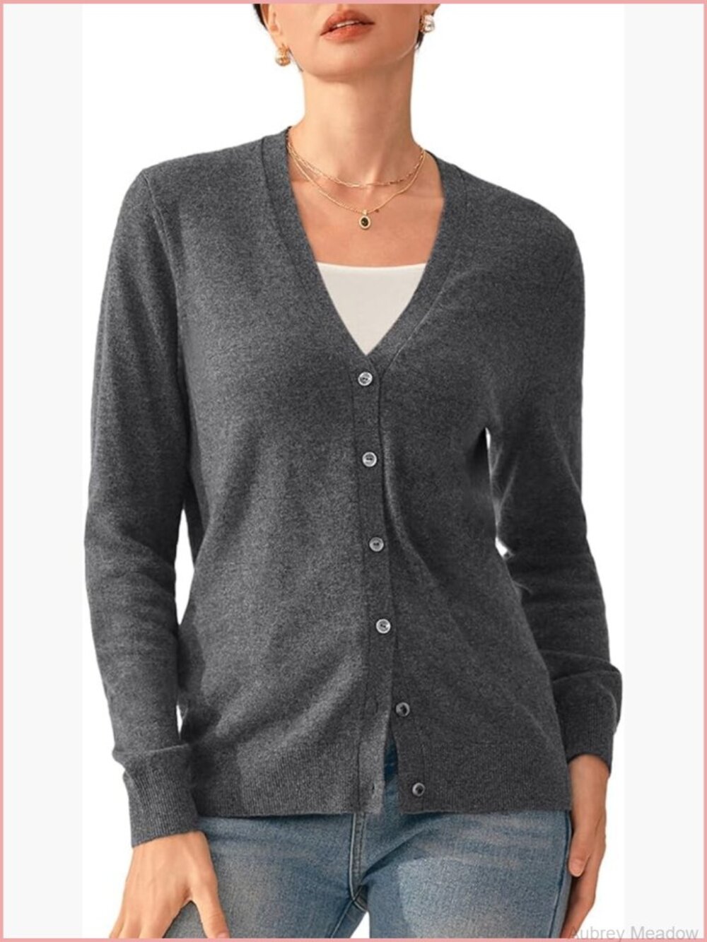 100% Pure Cashmere Button Up V-Neck Cardigan Sweater Machine Washable